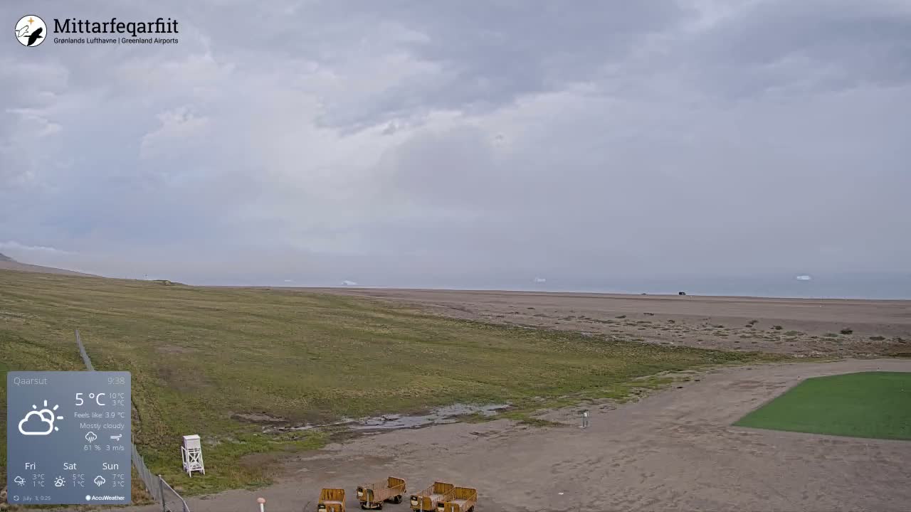 Qaarsut Airport (Mittarfik Qaarsut) North Towards View Live Cam JQA / BGUQ  - Qaarsut, Avannaata, Greenland, Denmark