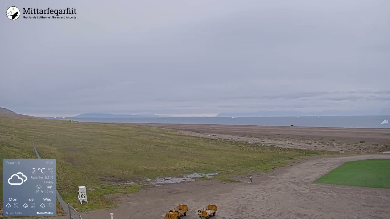 Qaarsut Airport (Mittarfik Qaarsut) North Towards View Live Cam JQA / BGUQ  - Qaarsut, Avannaata, Greenland, Denmark