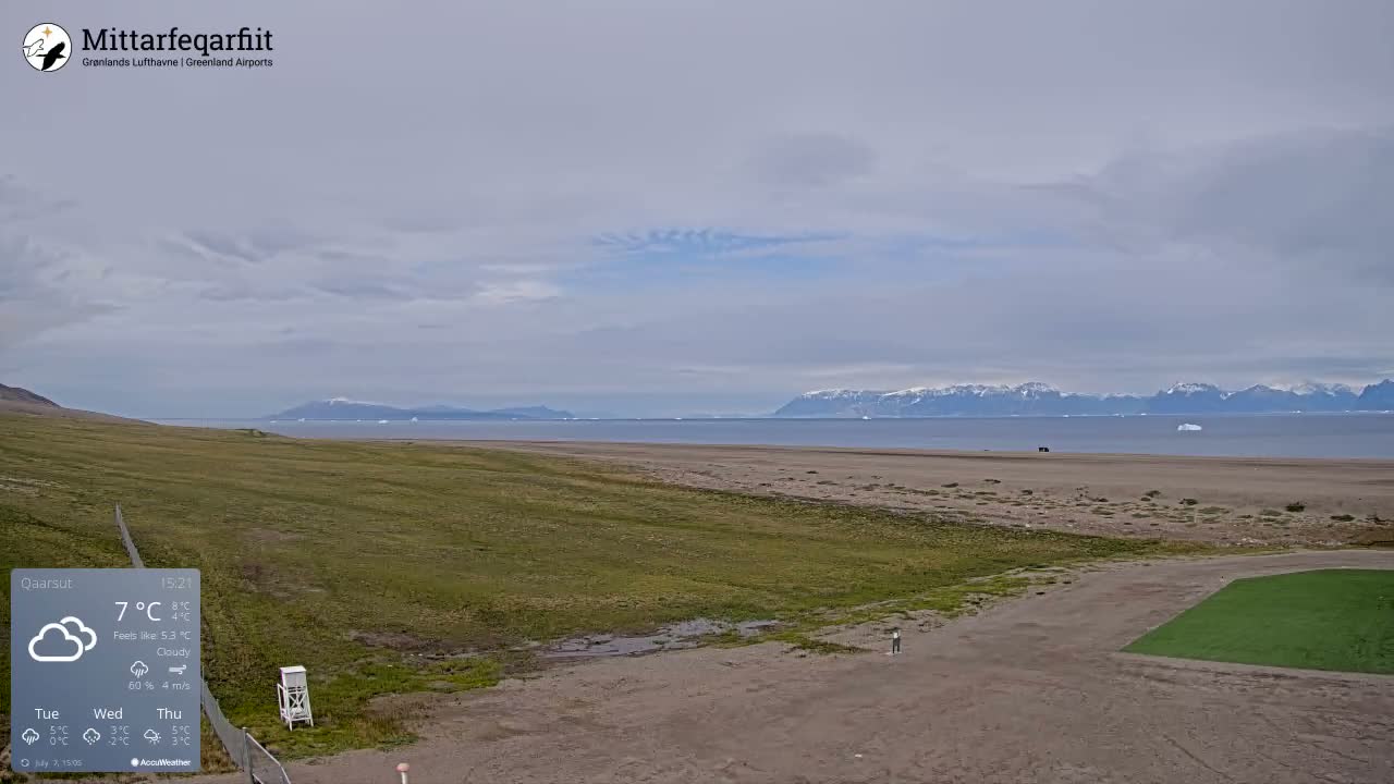 Qaarsut Airport (Mittarfik Qaarsut) North Towards View Live Cam JQA / BGUQ  - Qaarsut, Avannaata, Greenland, Denmark