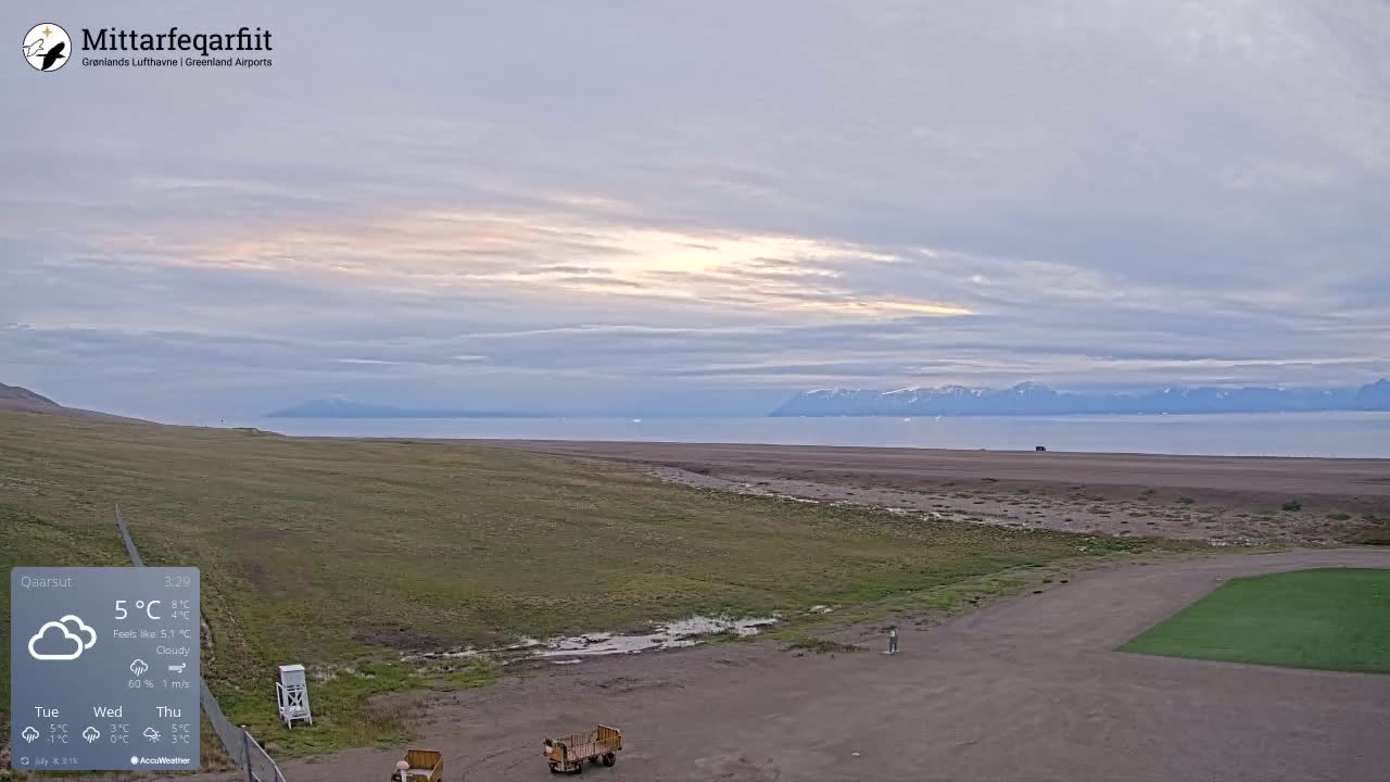 Qaarsut Airport (Mittarfik Qaarsut) North Towards View Live Cam JQA / BGUQ  - Qaarsut, Avannaata, Greenland, Denmark
