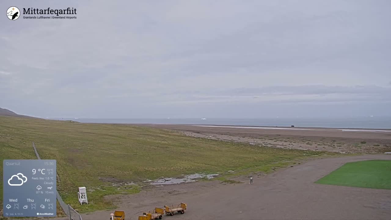Qaarsut Airport (Mittarfik Qaarsut) North Towards View Live Cam JQA / BGUQ  - Qaarsut, Avannaata, Greenland, Denmark