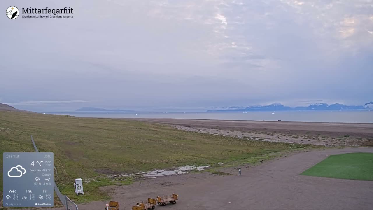 Qaarsut Airport (Mittarfik Qaarsut) North Towards View Live Cam JQA / BGUQ  - Qaarsut, Avannaata, Greenland, Denmark