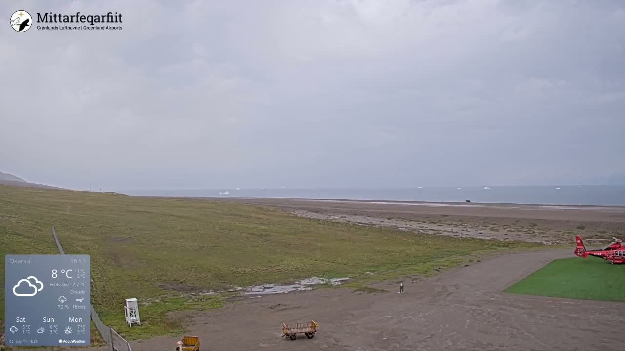 Qaarsut Airport (Mittarfik Qaarsut) North Towards View Live Cam JQA / BGUQ  - Qaarsut, Avannaata, Greenland, Denmark