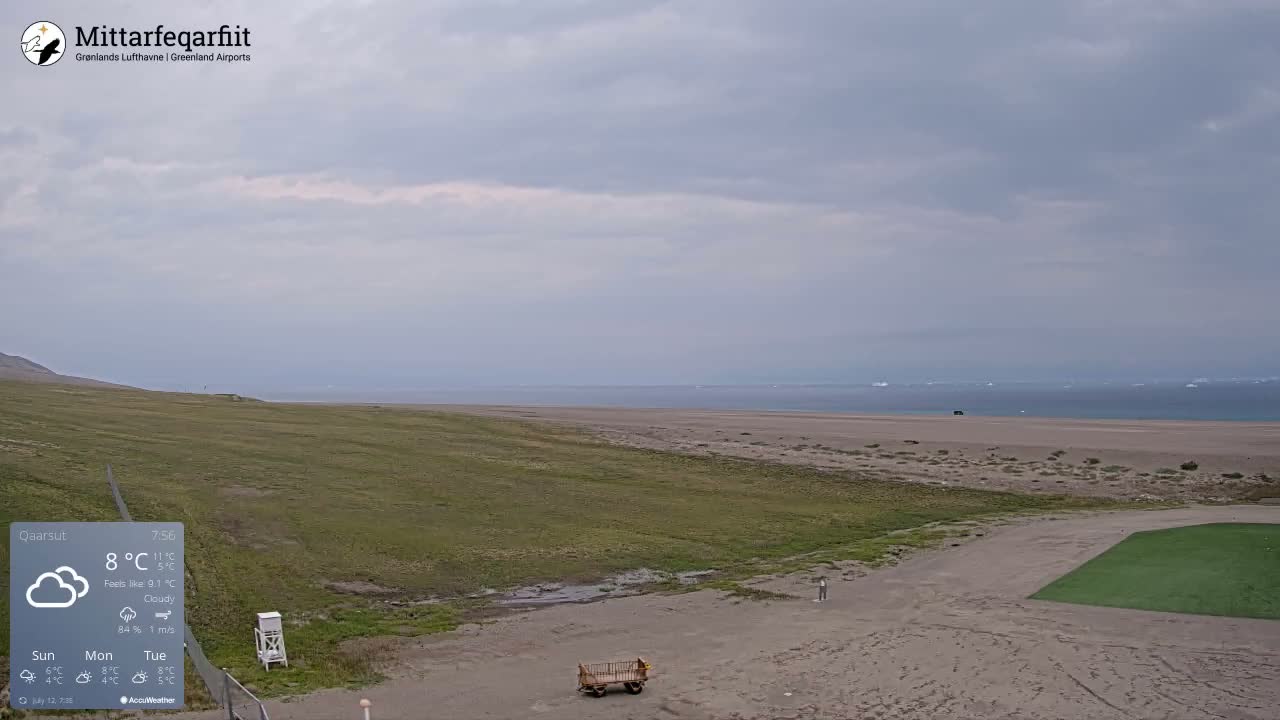 Qaarsut Airport (Mittarfik Qaarsut) North Towards View Live Cam JQA / BGUQ  - Qaarsut, Avannaata, Greenland, Denmark