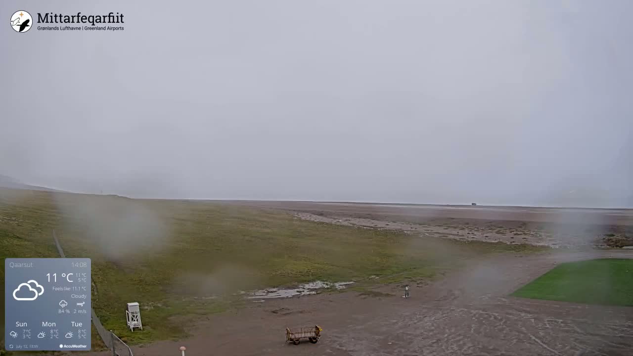Qaarsut Airport (Mittarfik Qaarsut) North Towards View Live Cam JQA / BGUQ  - Qaarsut, Avannaata, Greenland, Denmark