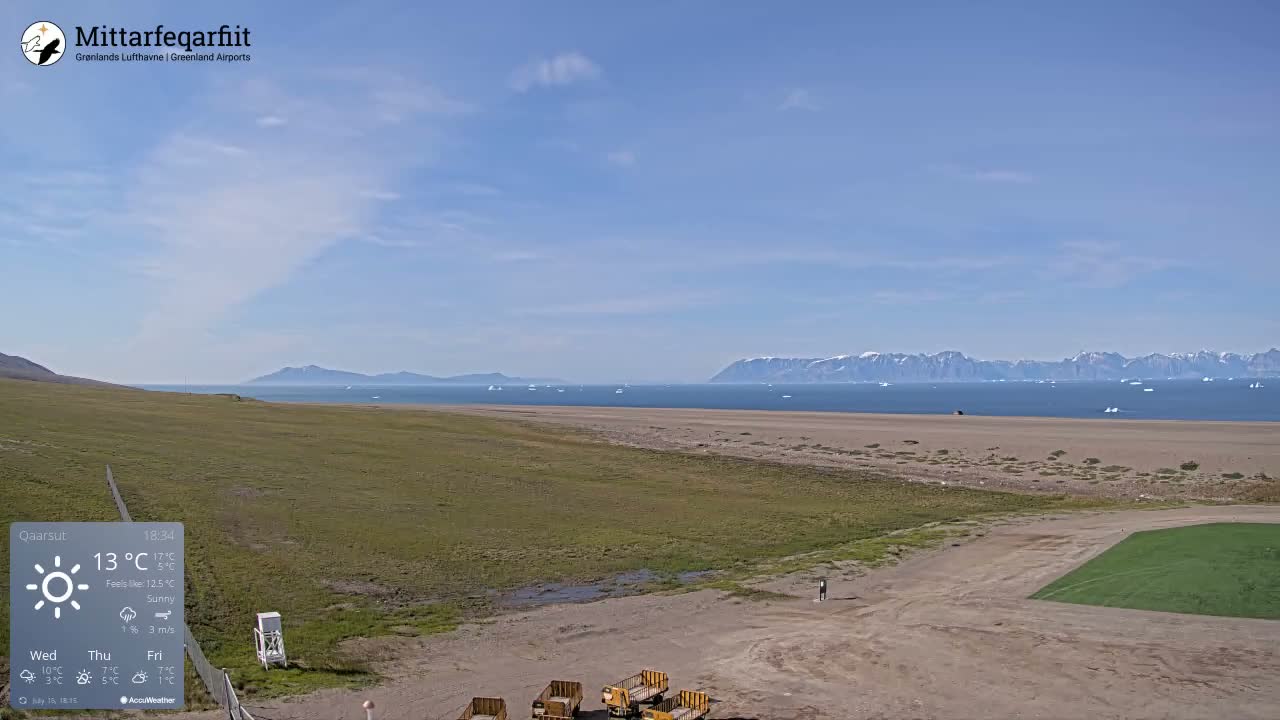 Qaarsut Airport (Mittarfik Qaarsut) North Towards View Live Cam JQA / BGUQ  - Qaarsut, Avannaata, Greenland, Denmark