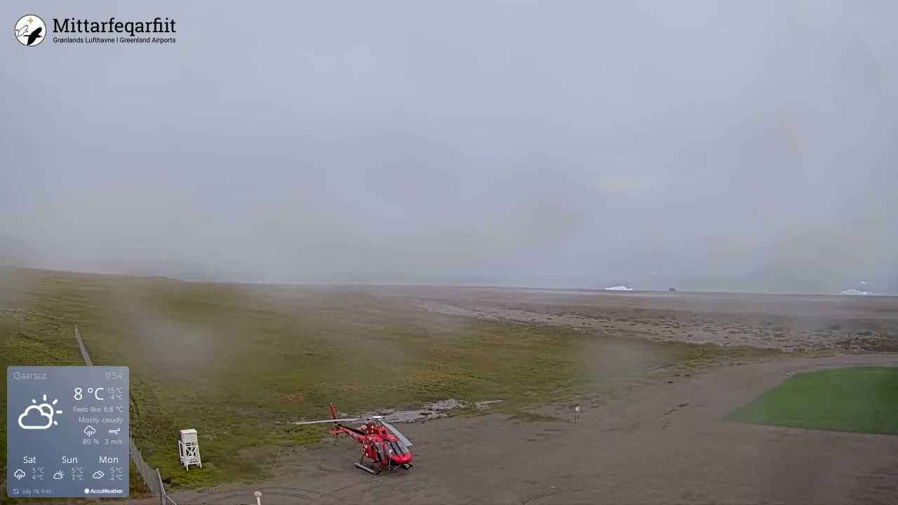 Qaarsut Airport (Mittarfik Qaarsut) North Towards View Live Cam JQA / BGUQ  - Qaarsut, Avannaata, Greenland, Denmark
