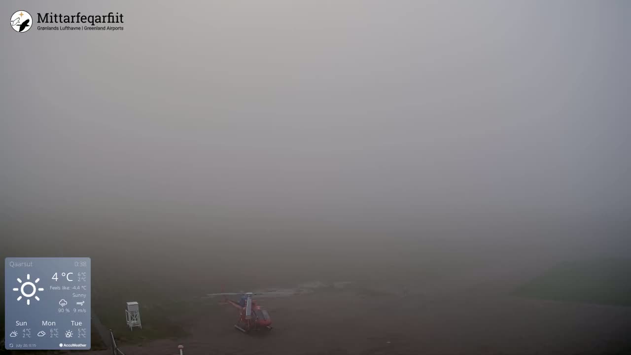 Qaarsut Airport (Mittarfik Qaarsut) North Towards View Live Cam JQA / BGUQ  - Qaarsut, Avannaata, Greenland, Denmark