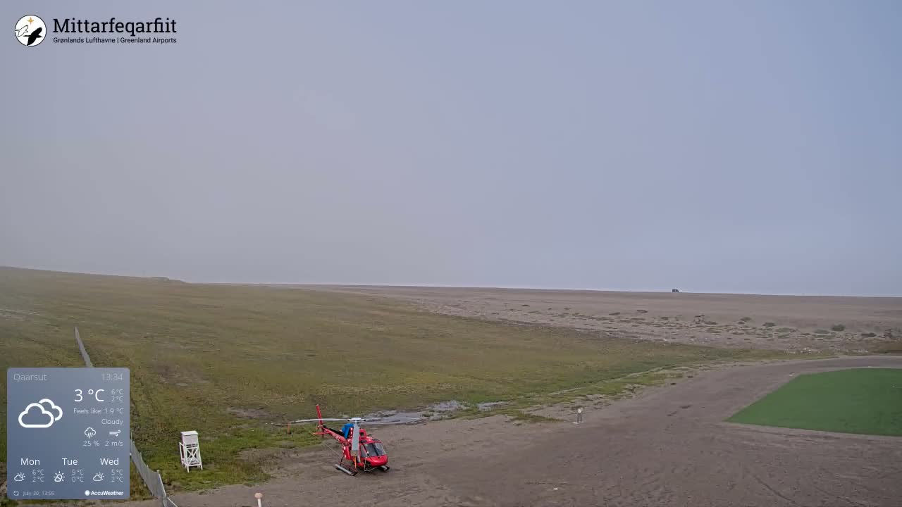 Qaarsut Airport (Mittarfik Qaarsut) North Towards View Live Cam JQA / BGUQ  - Qaarsut, Avannaata, Greenland, Denmark