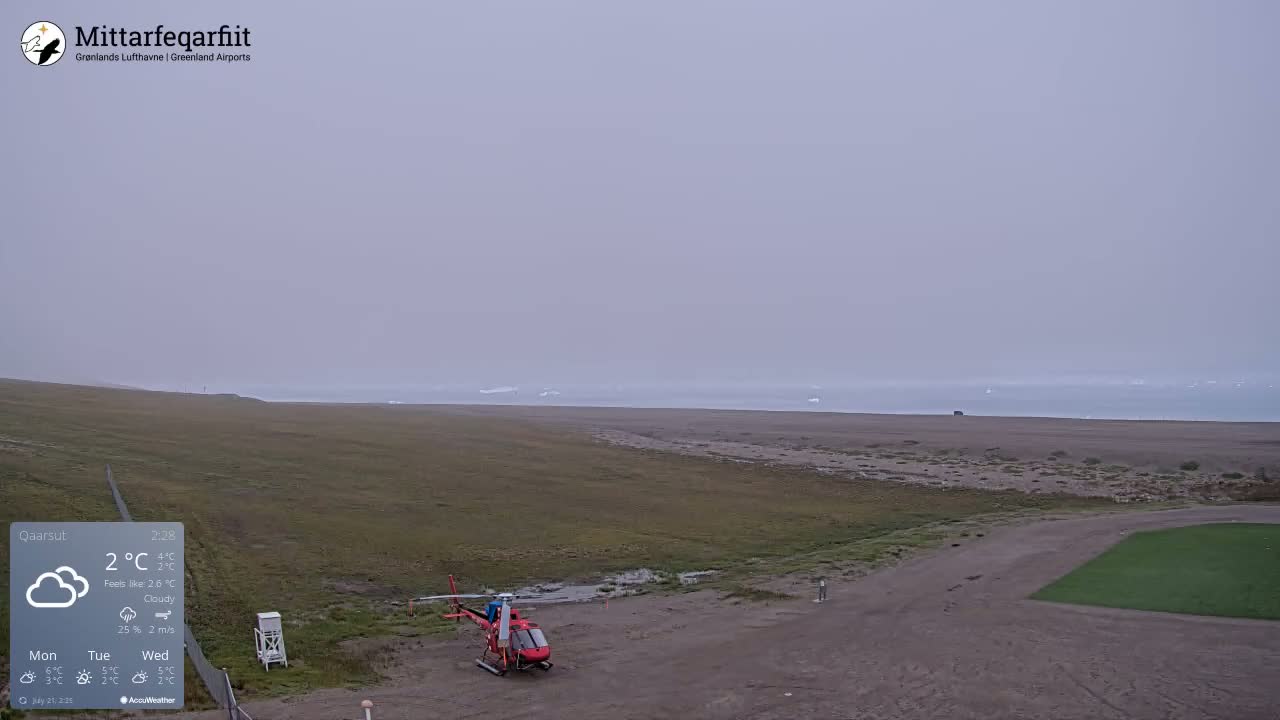 Qaarsut Airport (Mittarfik Qaarsut) North Towards View Live Cam JQA / BGUQ  - Qaarsut, Avannaata, Greenland, Denmark