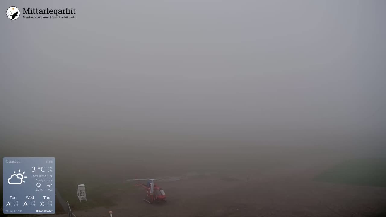 Qaarsut Airport (Mittarfik Qaarsut) North Towards View Live Cam JQA / BGUQ  - Qaarsut, Avannaata, Greenland, Denmark