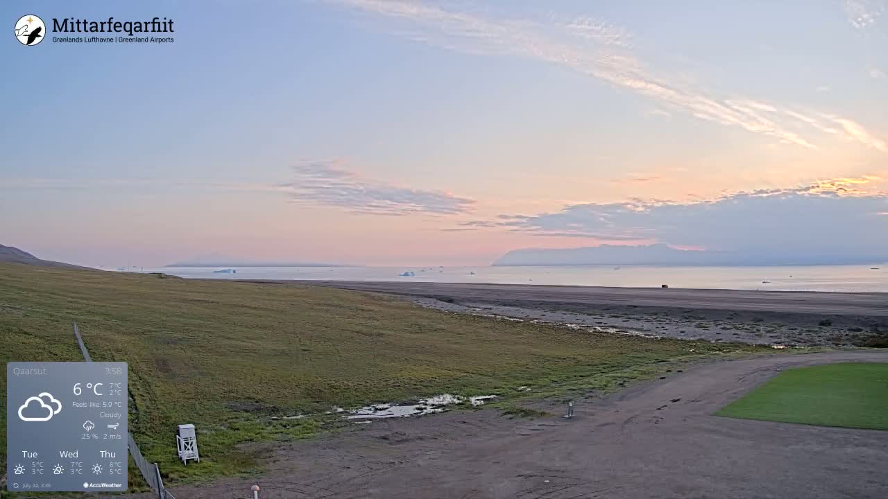 Qaarsut Airport (Mittarfik Qaarsut) North Towards View Live Cam JQA / BGUQ  - Qaarsut, Avannaata, Greenland, Denmark