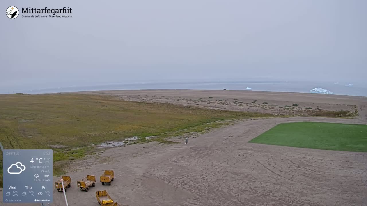 Qaarsut Airport (Mittarfik Qaarsut) North Towards View Live Cam JQA / BGUQ  - Qaarsut, Avannaata, Greenland, Denmark