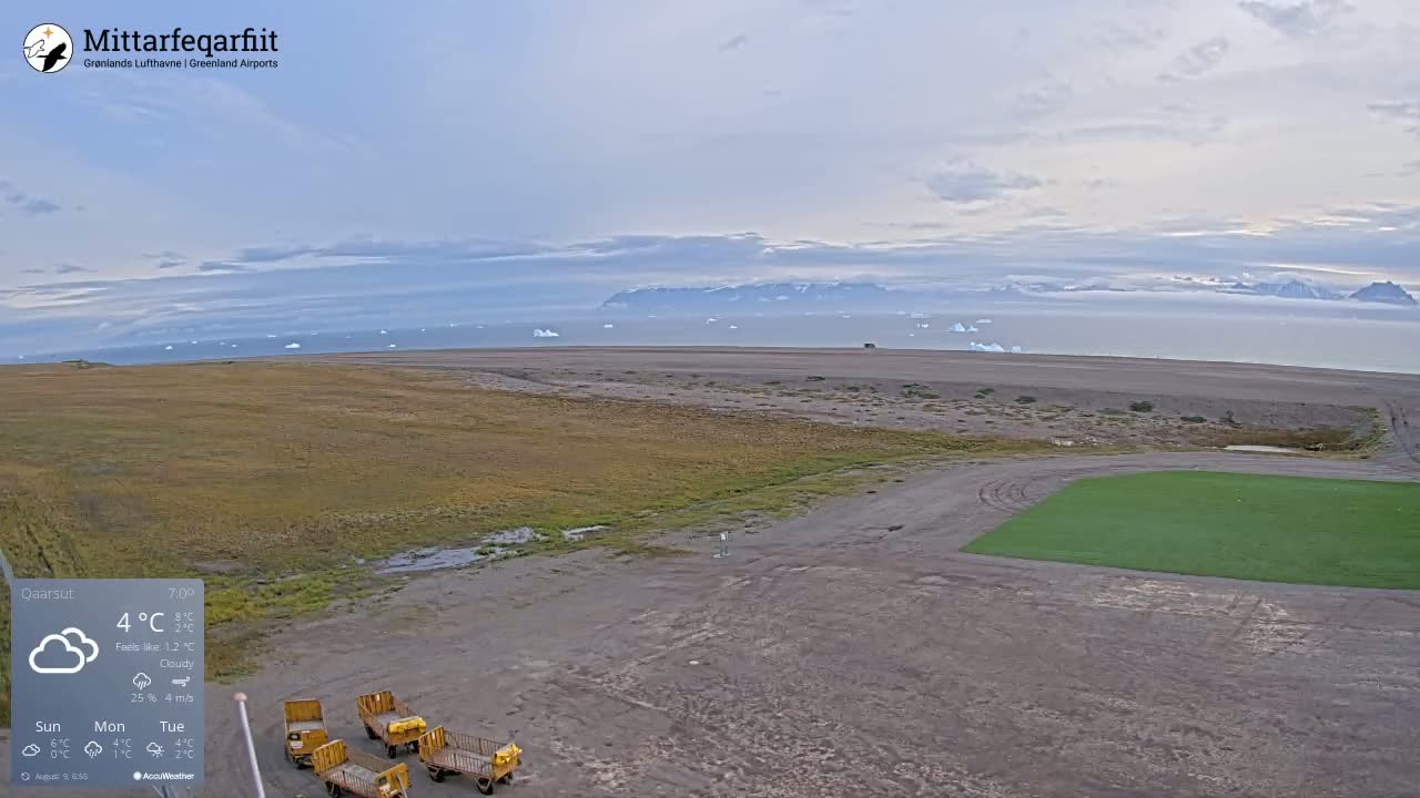 Qaarsut Airport (Mittarfik Qaarsut) North Towards View Live Cam JQA / BGUQ  - Qaarsut, Avannaata, Greenland, Denmark