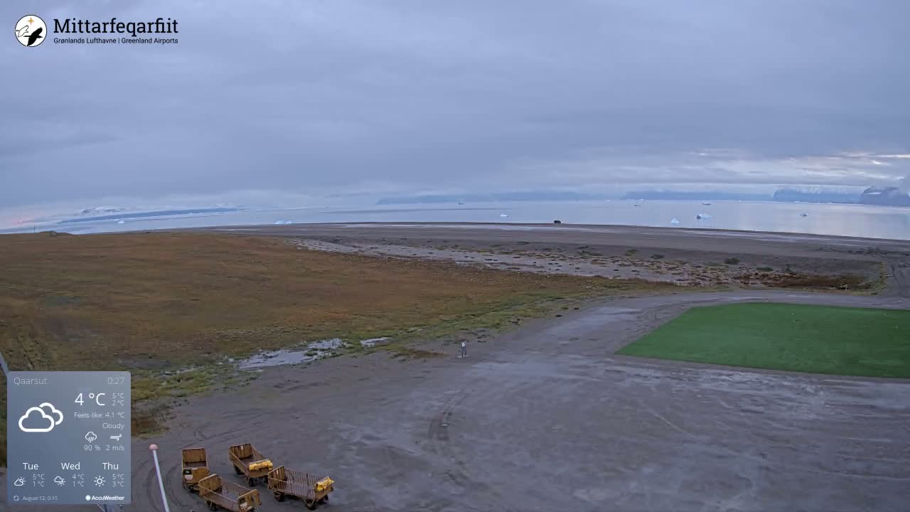 Qaarsut Airport (Mittarfik Qaarsut) North Towards View Live Cam JQA / BGUQ  - Qaarsut, Avannaata, Greenland, Denmark
