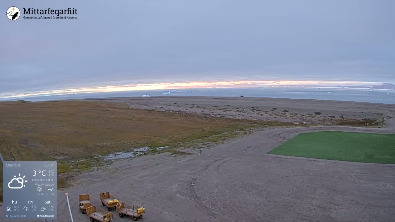 Qaarsut Airport (Mittarfik Qaarsut) North Towards View Live Cam JQA / BGUQ  - Qaarsut, Avannaata, Greenland, Denmark