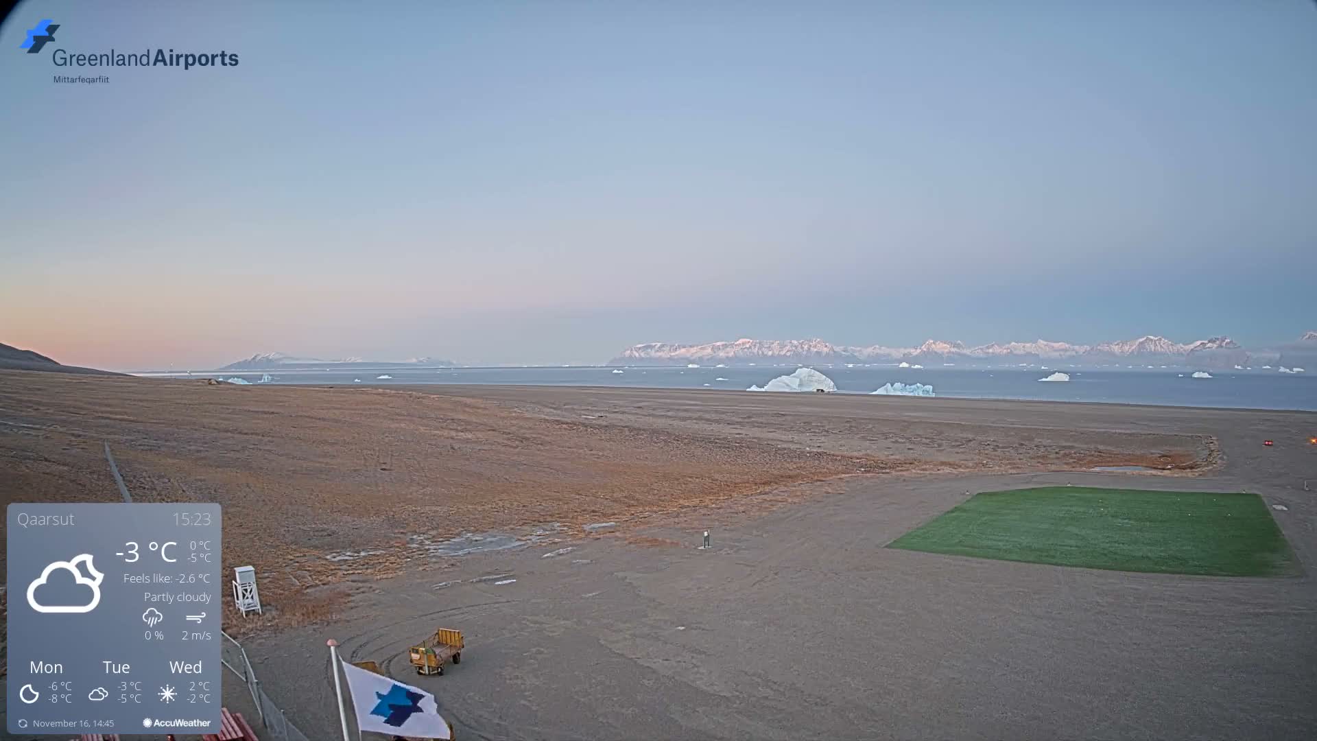 Qaarsut Airport (Mittarfik Qaarsut) North Towards View Live Cam JQA / BGUQ  - Qaarsut, Avannaata, Greenland, Denmark