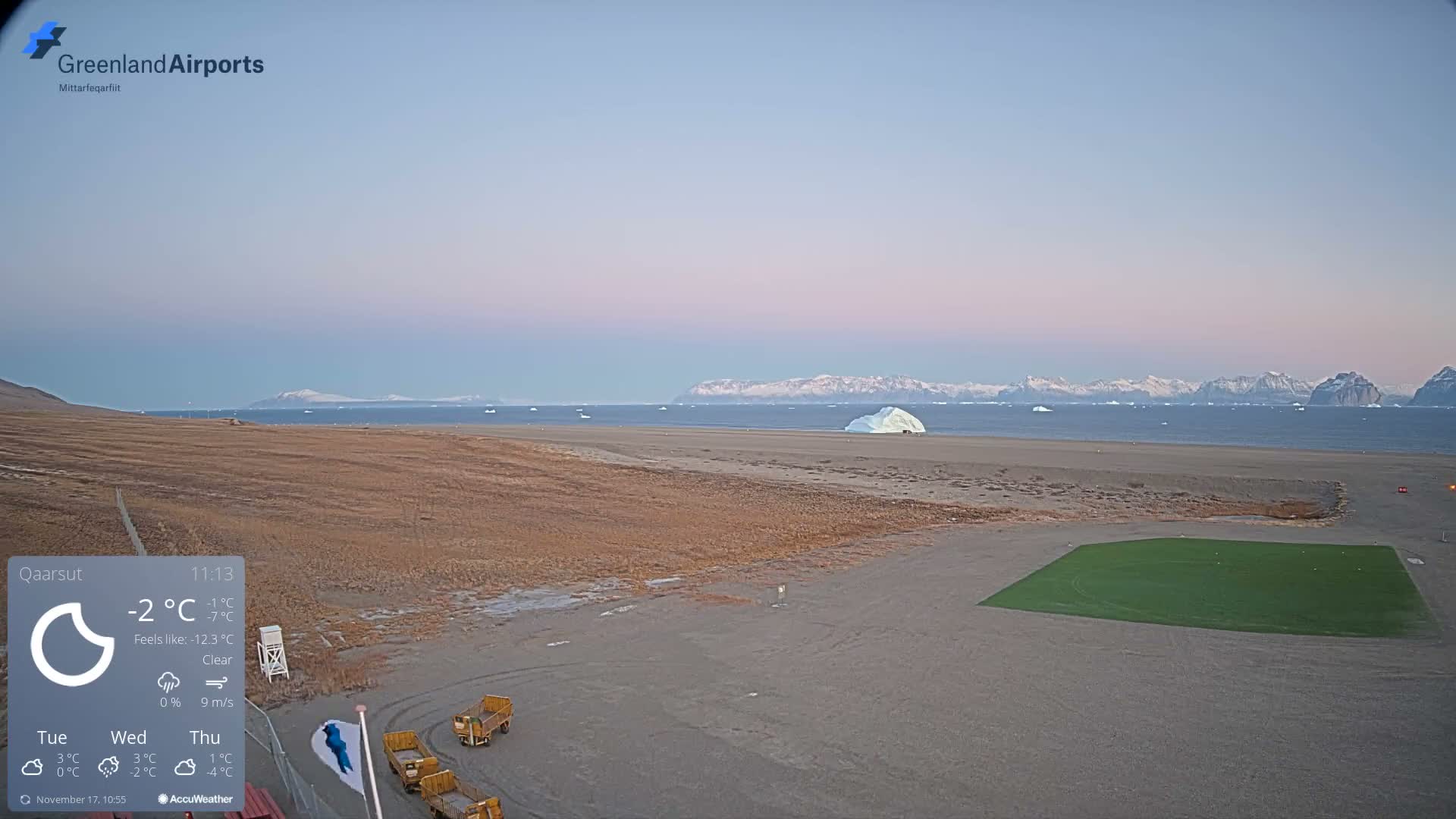 Qaarsut Airport (Mittarfik Qaarsut) North Towards View Live Cam JQA / BGUQ  - Qaarsut, Avannaata, Greenland, Denmark