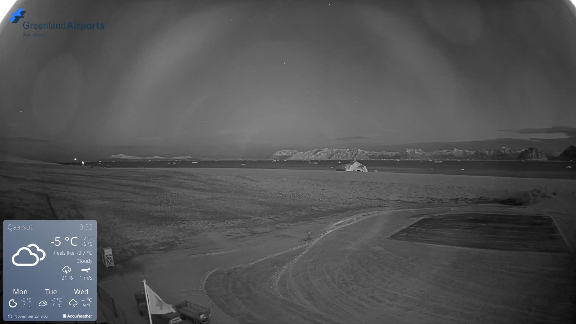 Qaarsut Airport (Mittarfik Qaarsut) North Towards View Live Cam JQA / BGUQ  - Qaarsut, Avannaata, Greenland, Denmark