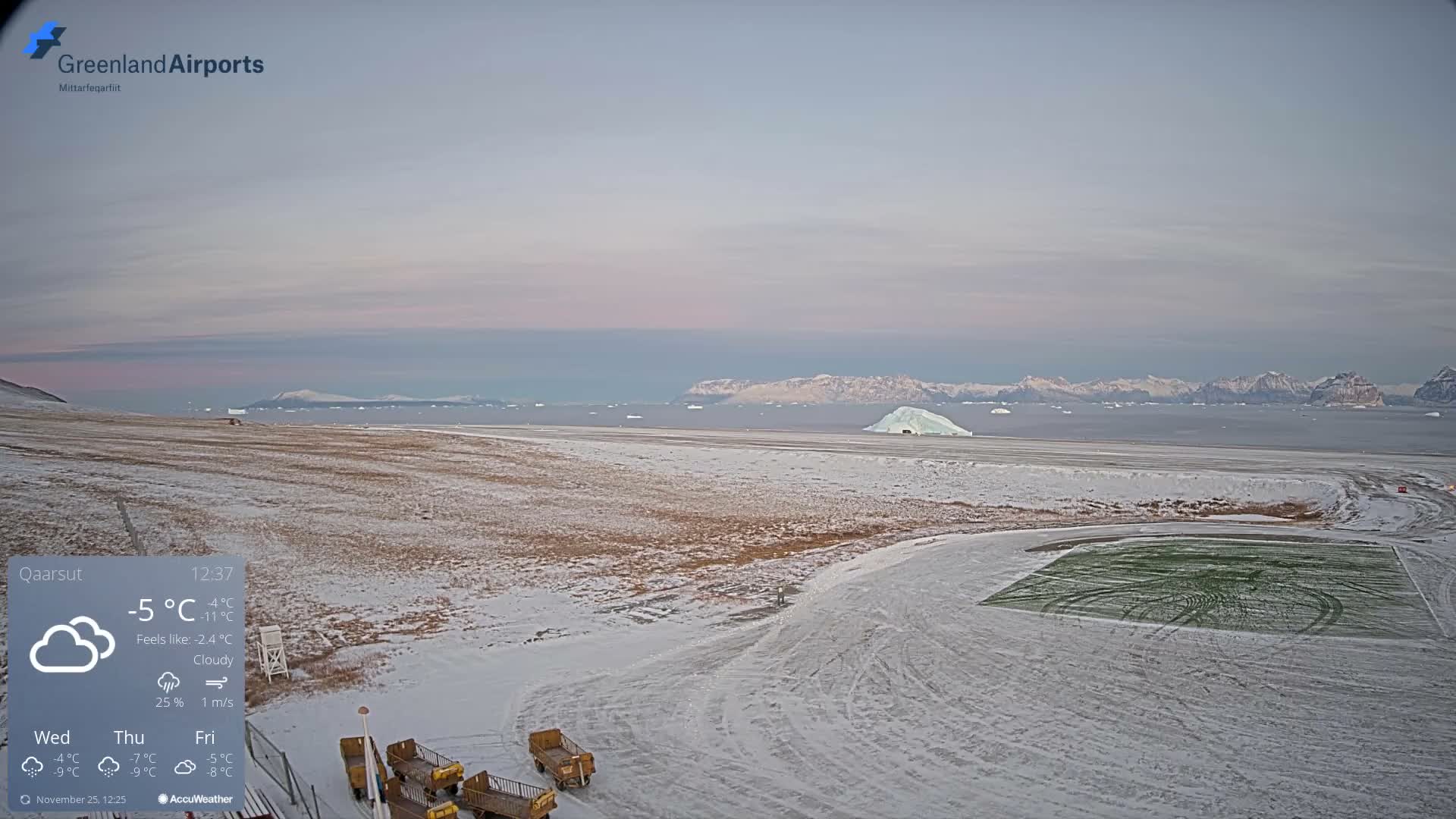 Qaarsut Airport (Mittarfik Qaarsut) North Towards View Live Cam JQA / BGUQ  - Qaarsut, Avannaata, Greenland, Denmark