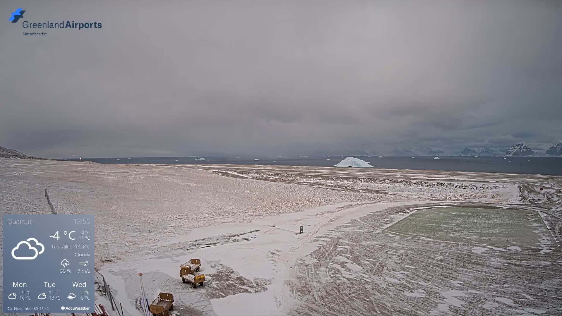 Qaarsut Airport (Mittarfik Qaarsut) North Towards View Live Cam JQA / BGUQ  - Qaarsut, Avannaata, Greenland, Denmark