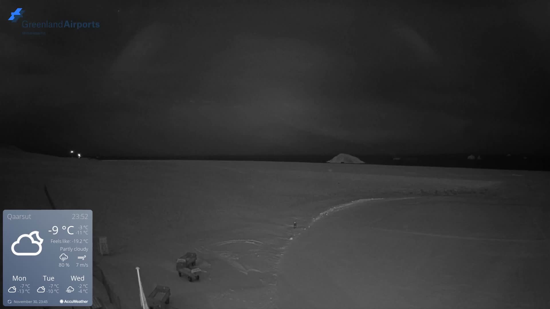 Qaarsut Airport (Mittarfik Qaarsut) North Towards View Live Cam JQA / BGUQ  - Qaarsut, Avannaata, Greenland, Denmark