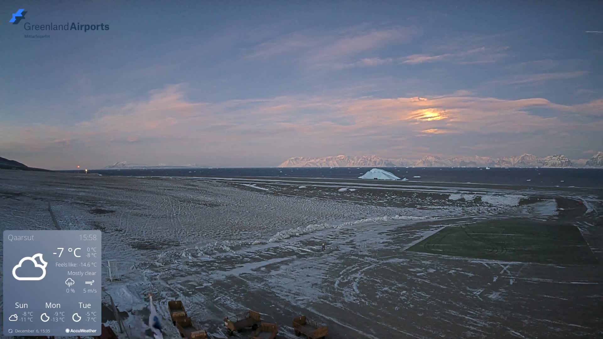 Qaarsut Airport (Mittarfik Qaarsut) North Towards View Live Cam JQA / BGUQ  - Qaarsut, Avannaata, Greenland, Denmark