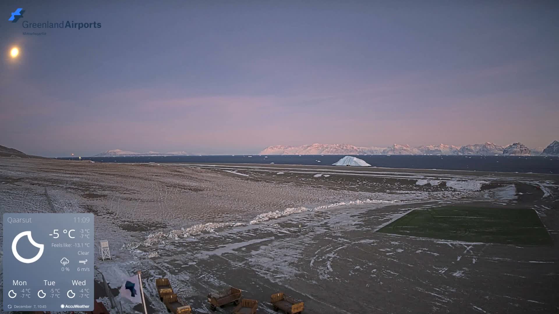Qaarsut Airport (Mittarfik Qaarsut) North Towards View Live Cam JQA / BGUQ  - Qaarsut, Avannaata, Greenland, Denmark