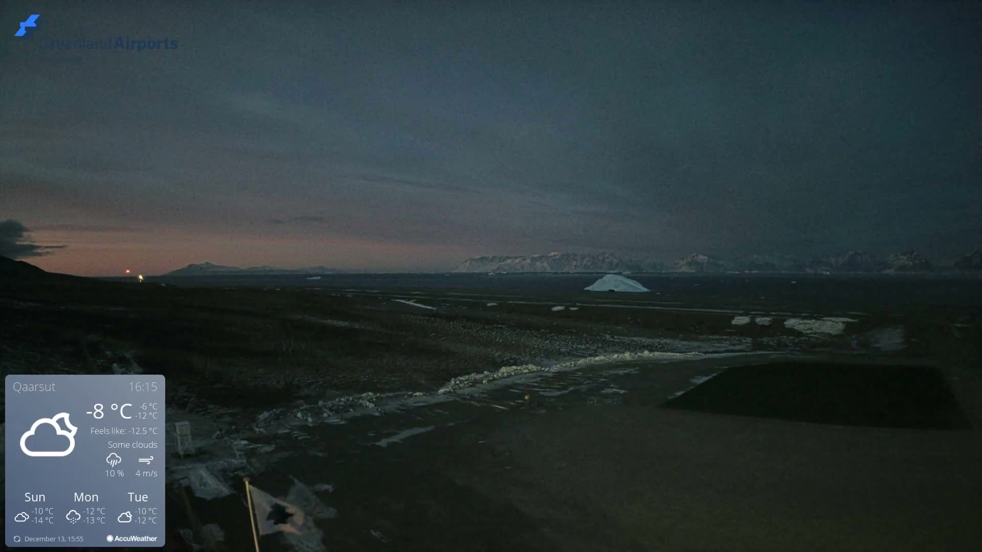 Qaarsut Airport (Mittarfik Qaarsut) North Towards View Live Cam JQA / BGUQ  - Qaarsut, Avannaata, Greenland, Denmark