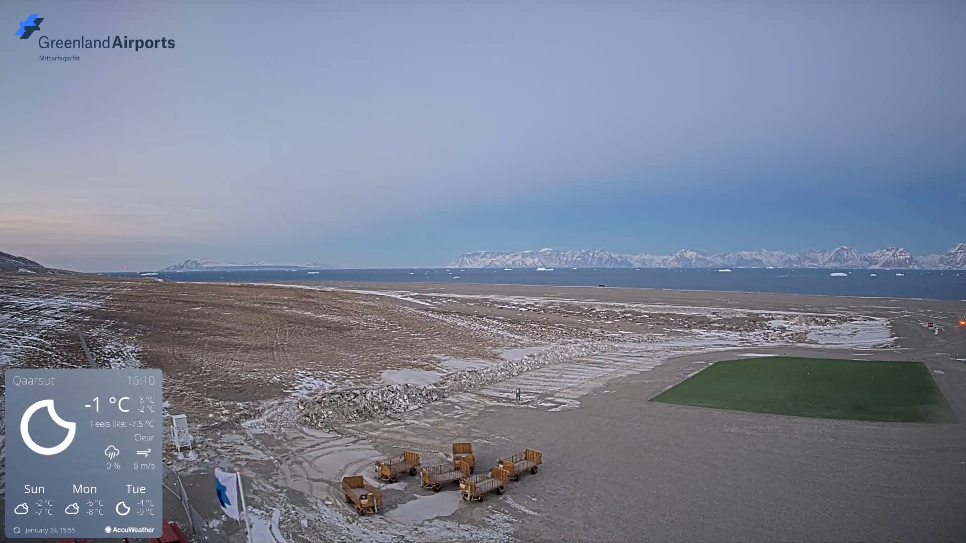 Qaarsut Airport (Mittarfik Qaarsut) North Towards View Live Cam JQA / BGUQ  - Qaarsut, Avannaata, Greenland, Denmark