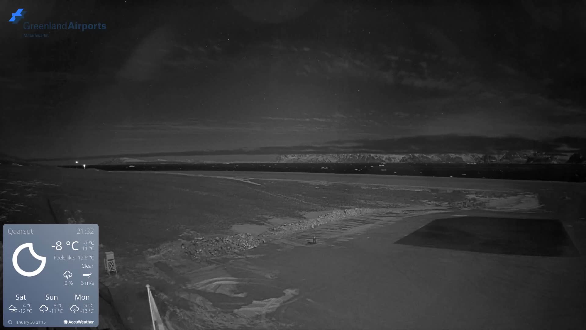 Qaarsut Airport (Mittarfik Qaarsut) North Towards View Live Cam JQA / BGUQ  - Qaarsut, Avannaata, Greenland, Denmark