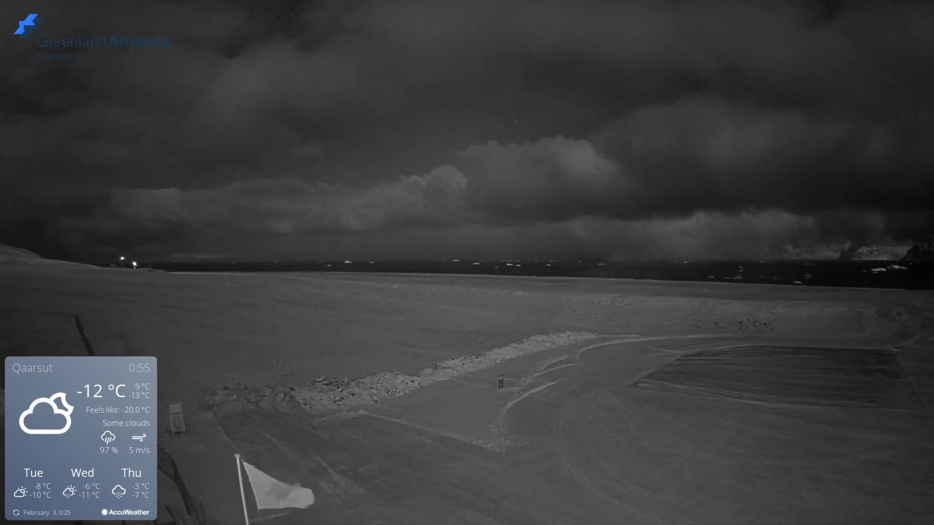 Qaarsut Airport (Mittarfik Qaarsut) North Towards View Live Cam JQA / BGUQ  - Qaarsut, Avannaata, Greenland, Denmark