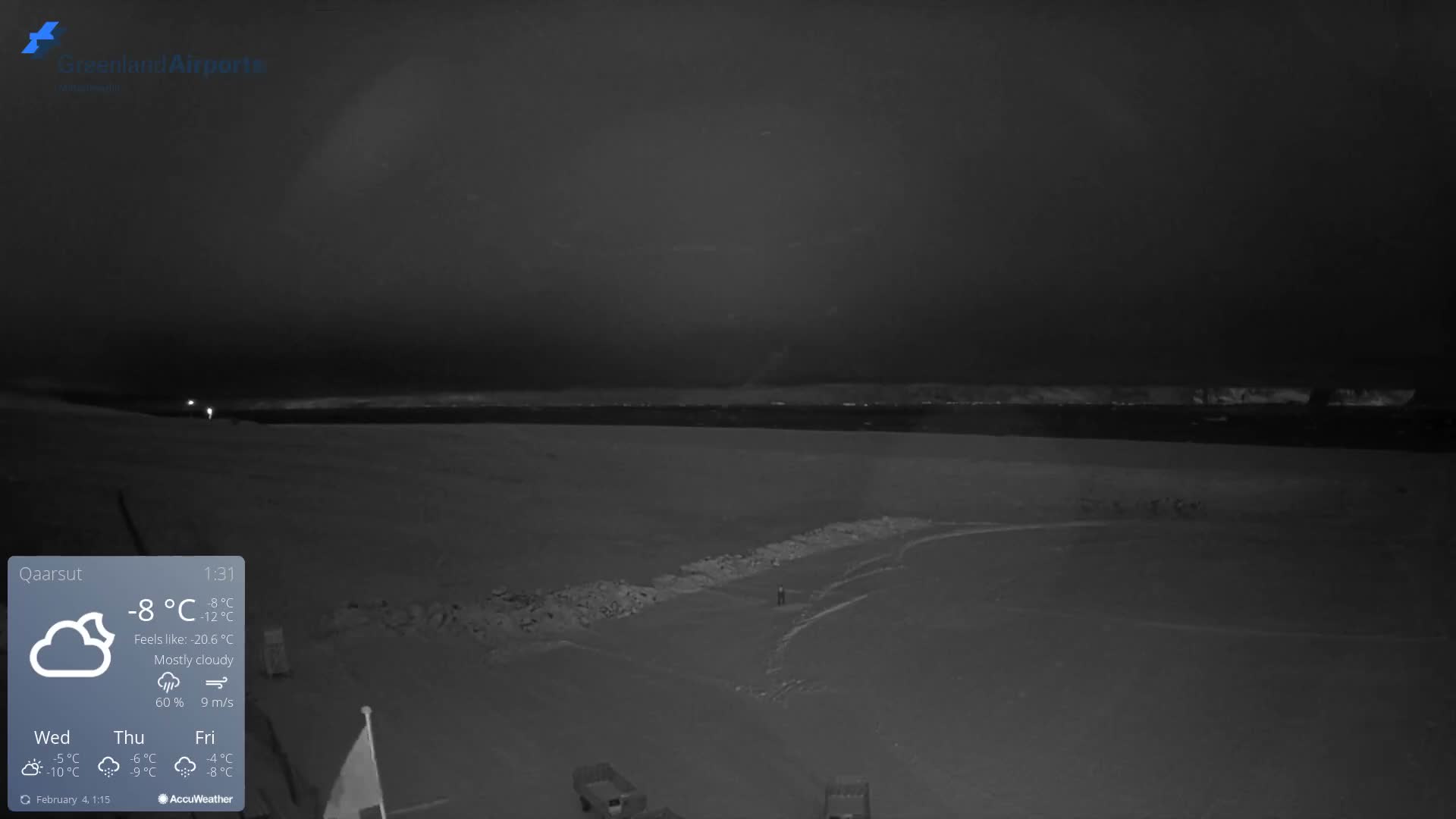 Qaarsut Airport (Mittarfik Qaarsut) North Towards View Live Cam JQA / BGUQ  - Qaarsut, Avannaata, Greenland, Denmark