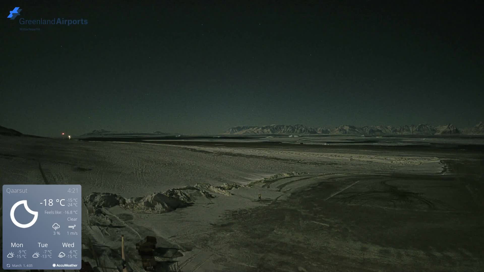 Qaarsut Airport (Mittarfik Qaarsut) North Towards View Live Cam JQA / BGUQ  - Qaarsut, Avannaata, Greenland, Denmark