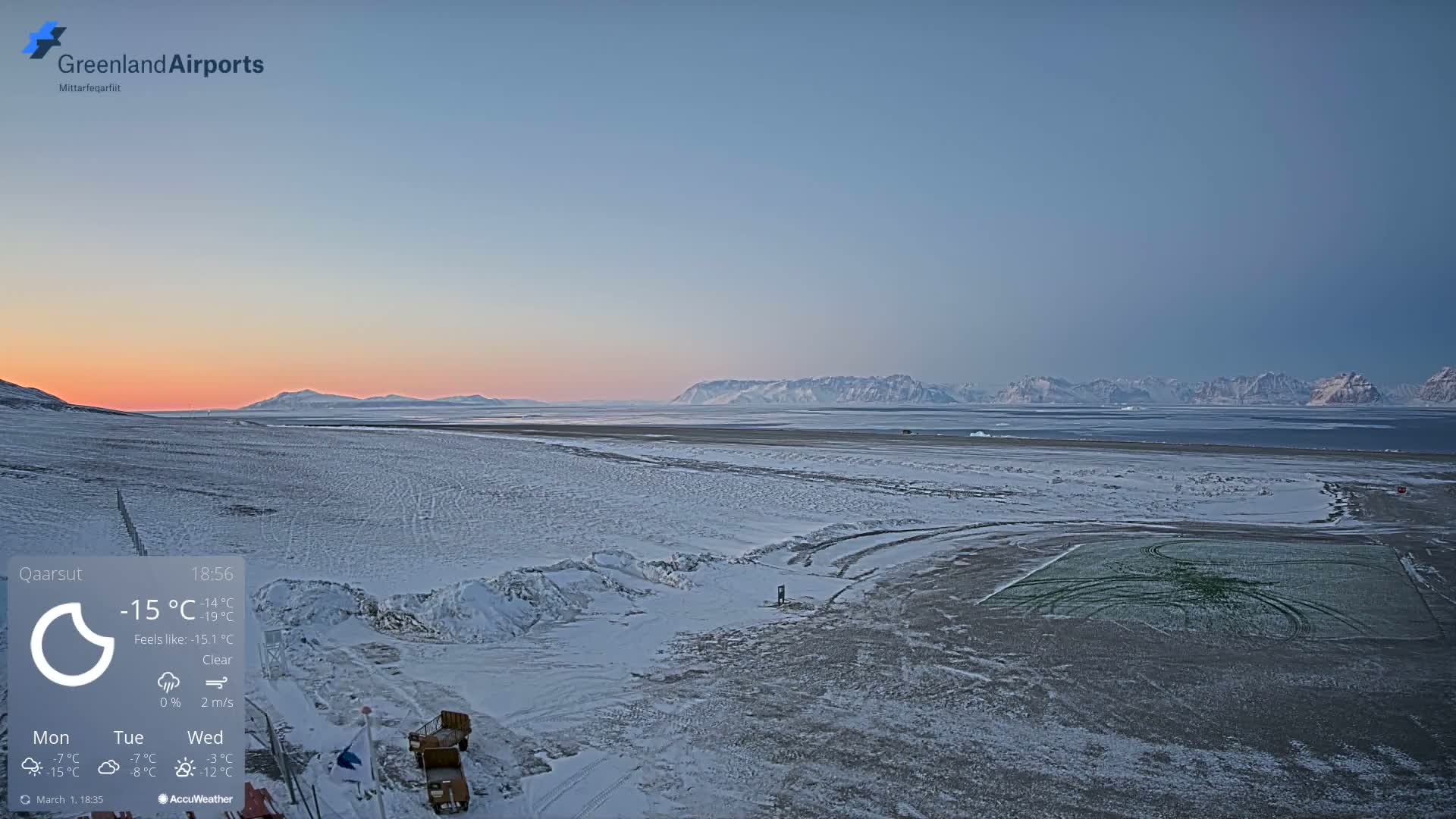Qaarsut Airport (Mittarfik Qaarsut) North Towards View Live Cam JQA / BGUQ  - Qaarsut, Avannaata, Greenland, Denmark