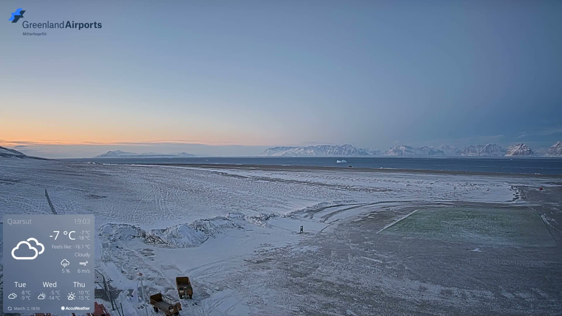 Qaarsut Airport (Mittarfik Qaarsut) North Towards View Live Cam JQA / BGUQ  - Qaarsut, Avannaata, Greenland, Denmark