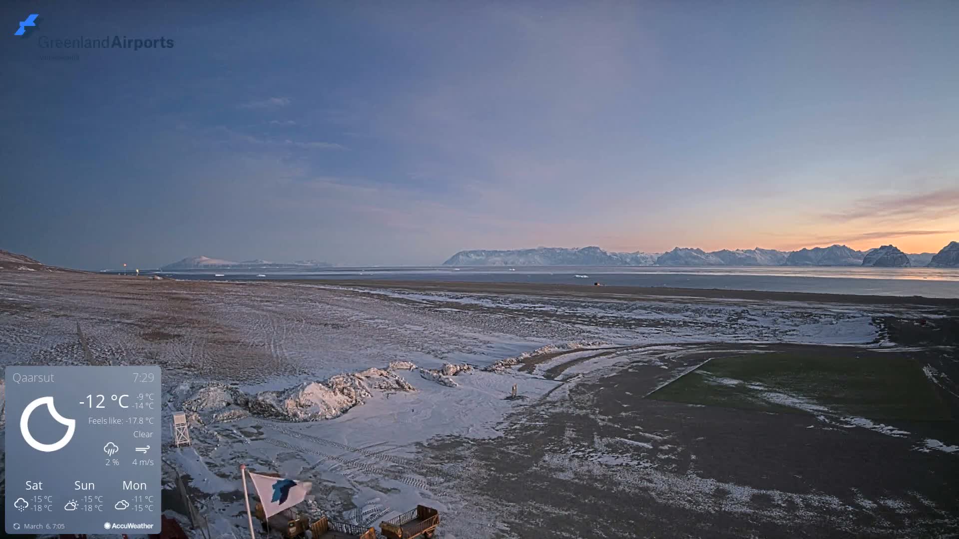 Qaarsut Airport (Mittarfik Qaarsut) North Towards View Live Cam JQA / BGUQ  - Qaarsut, Avannaata, Greenland, Denmark