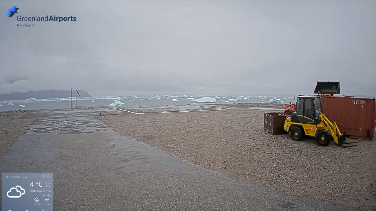 Uummannaq Heliport & Uummannaq Fjord / Storoen-Ikerasak Island Live Cam - Uummannaq, Avannaata, Greenland, Denmark