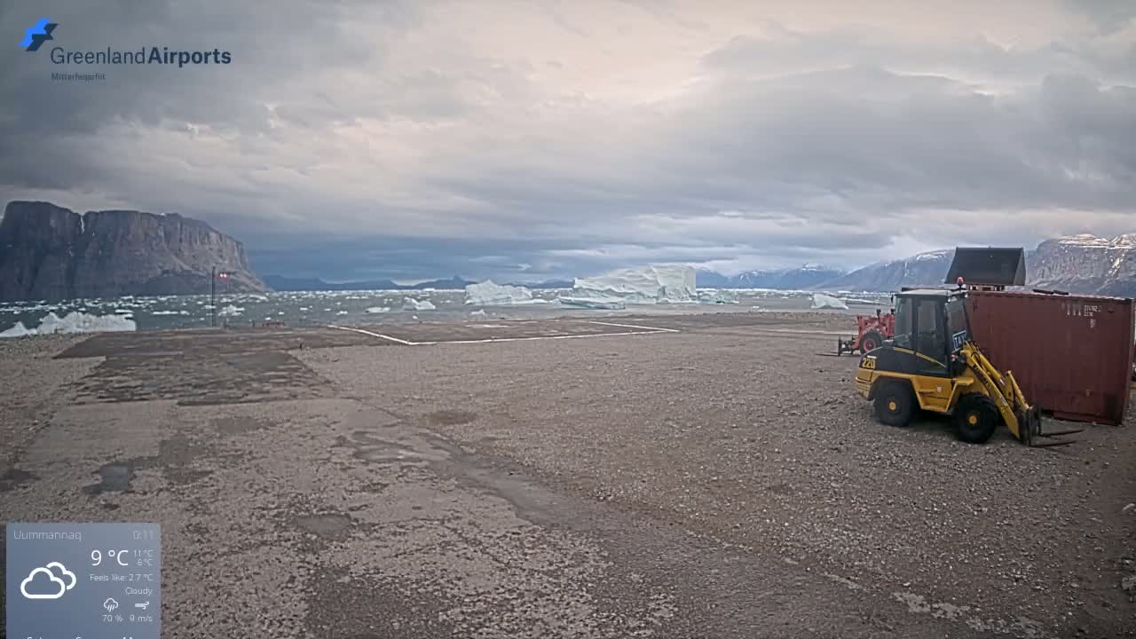 Uummannaq Heliport & Uummannaq Fjord / Storoen-Ikerasak Island Live Cam - Uummannaq, Avannaata, Greenland, Denmark
