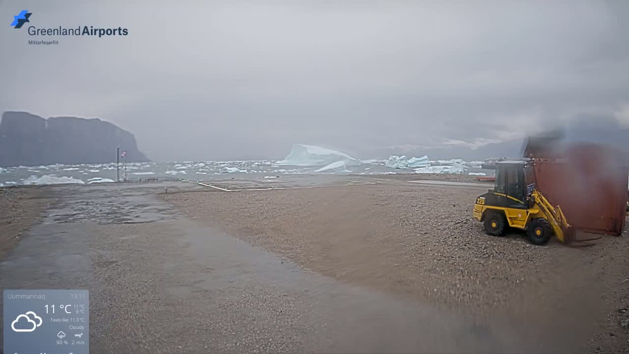 Uummannaq Heliport & Uummannaq Fjord / Storoen-Ikerasak Island Live Cam - Uummannaq, Avannaata, Greenland, Denmark