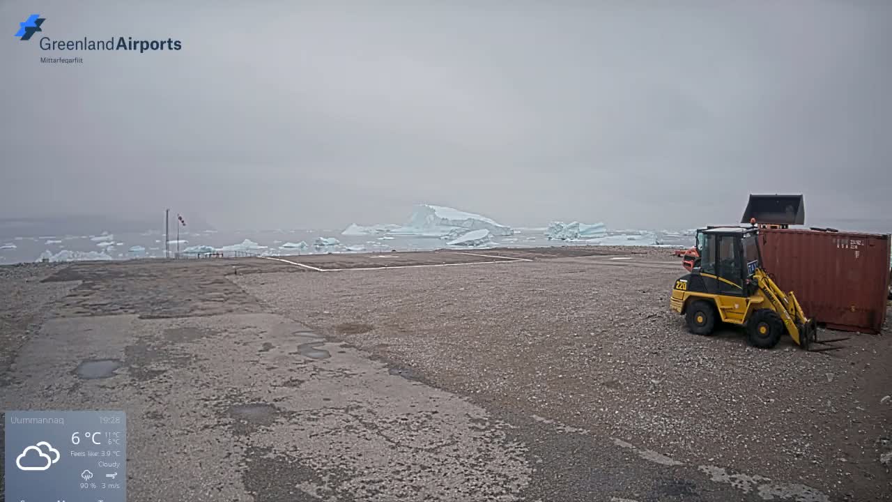Uummannaq Heliport & Uummannaq Fjord / Storoen-Ikerasak Island Live Cam - Uummannaq, Avannaata, Greenland, Denmark