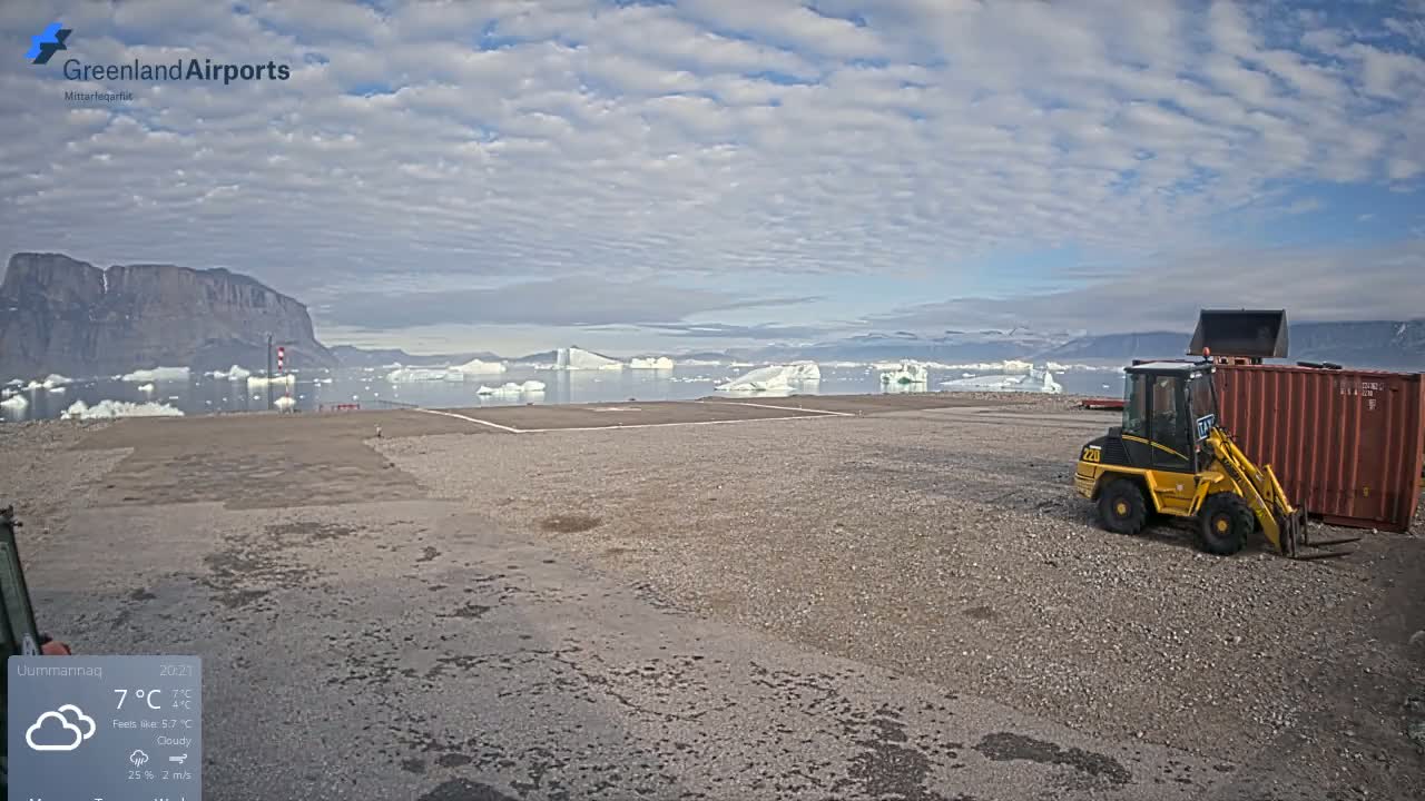 Uummannaq Heliport & Uummannaq Fjord / Storoen-Ikerasak Island Live Cam - Uummannaq, Avannaata, Greenland, Denmark