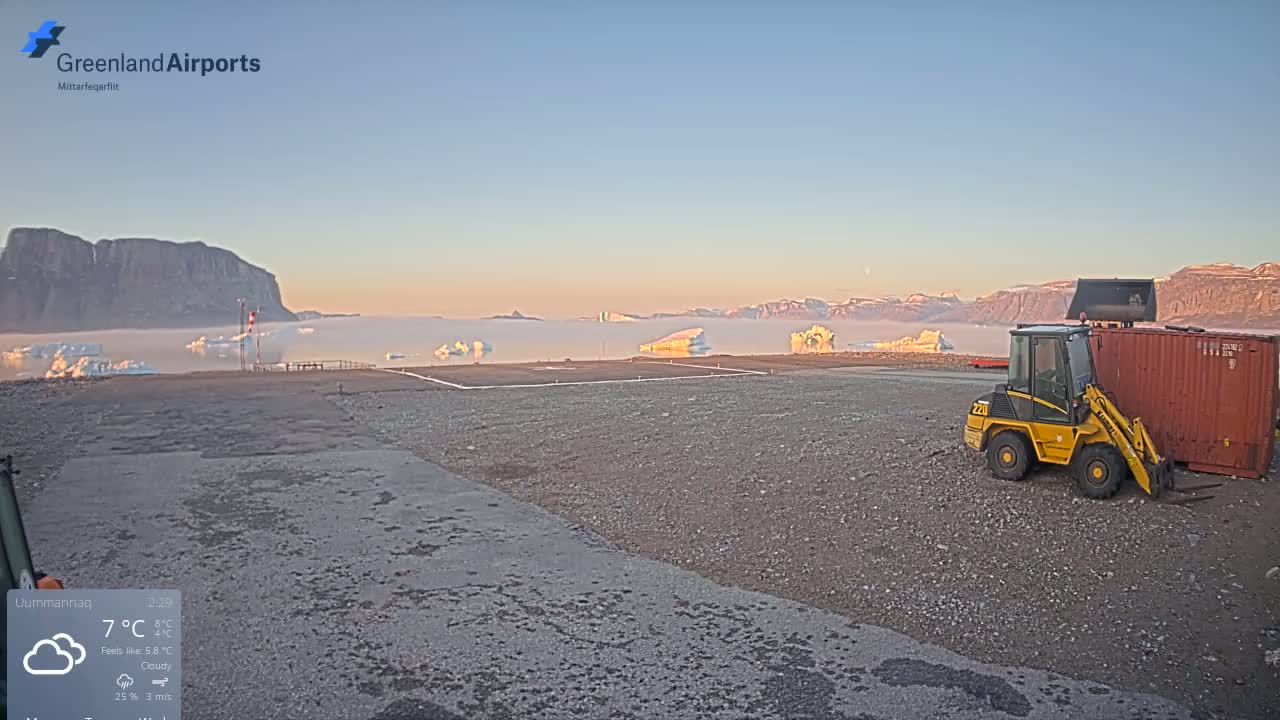 Uummannaq Heliport & Uummannaq Fjord / Storoen-Ikerasak Island Live Cam - Uummannaq, Avannaata, Greenland, Denmark