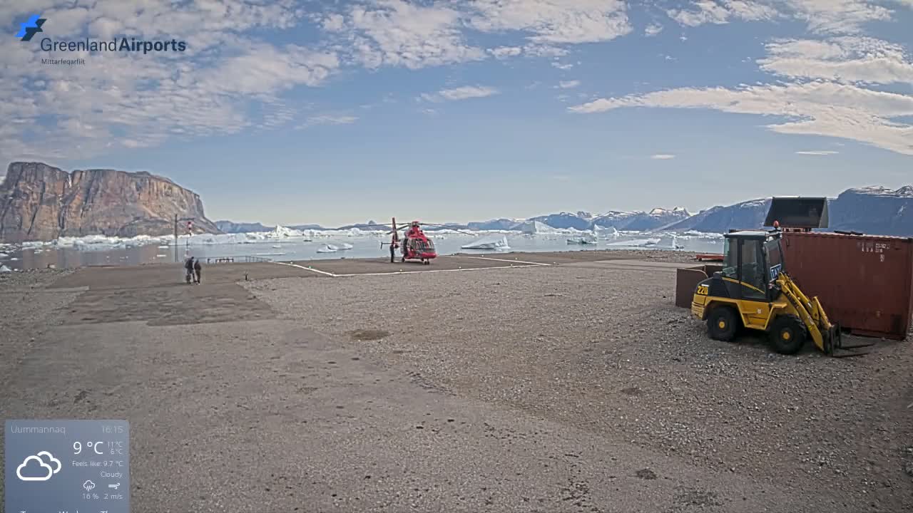 Uummannaq Heliport & Uummannaq Fjord / Storoen-Ikerasak Island Live Cam - Uummannaq, Avannaata, Greenland, Denmark