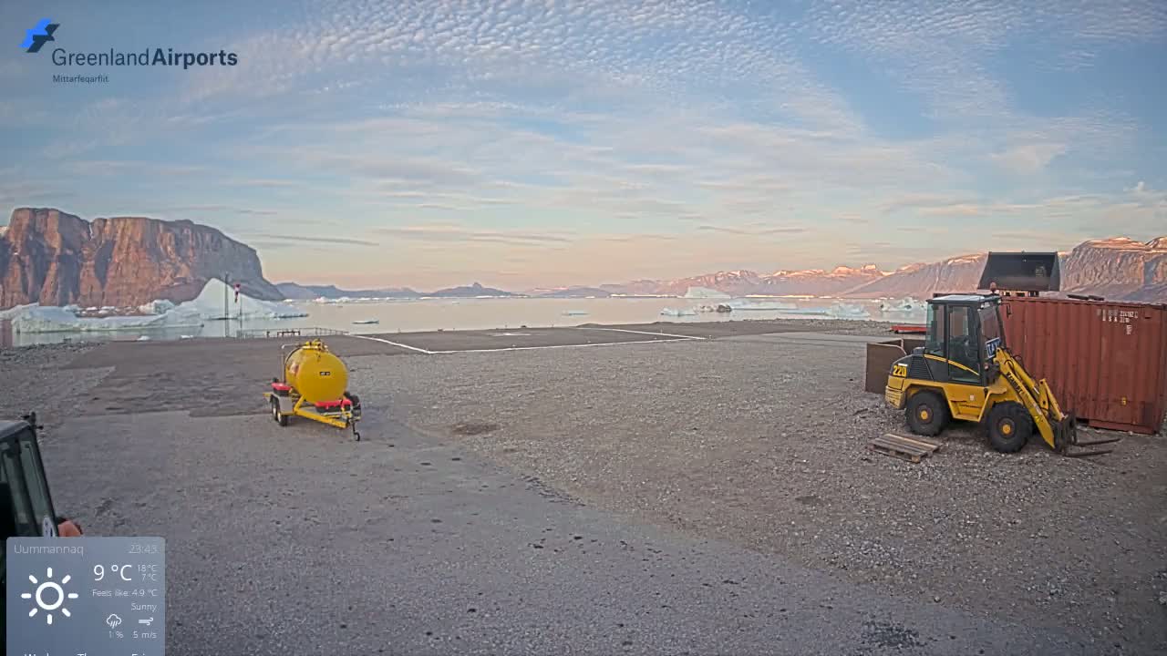Uummannaq Heliport & Uummannaq Fjord / Storoen-Ikerasak Island Live Cam - Uummannaq, Avannaata, Greenland, Denmark