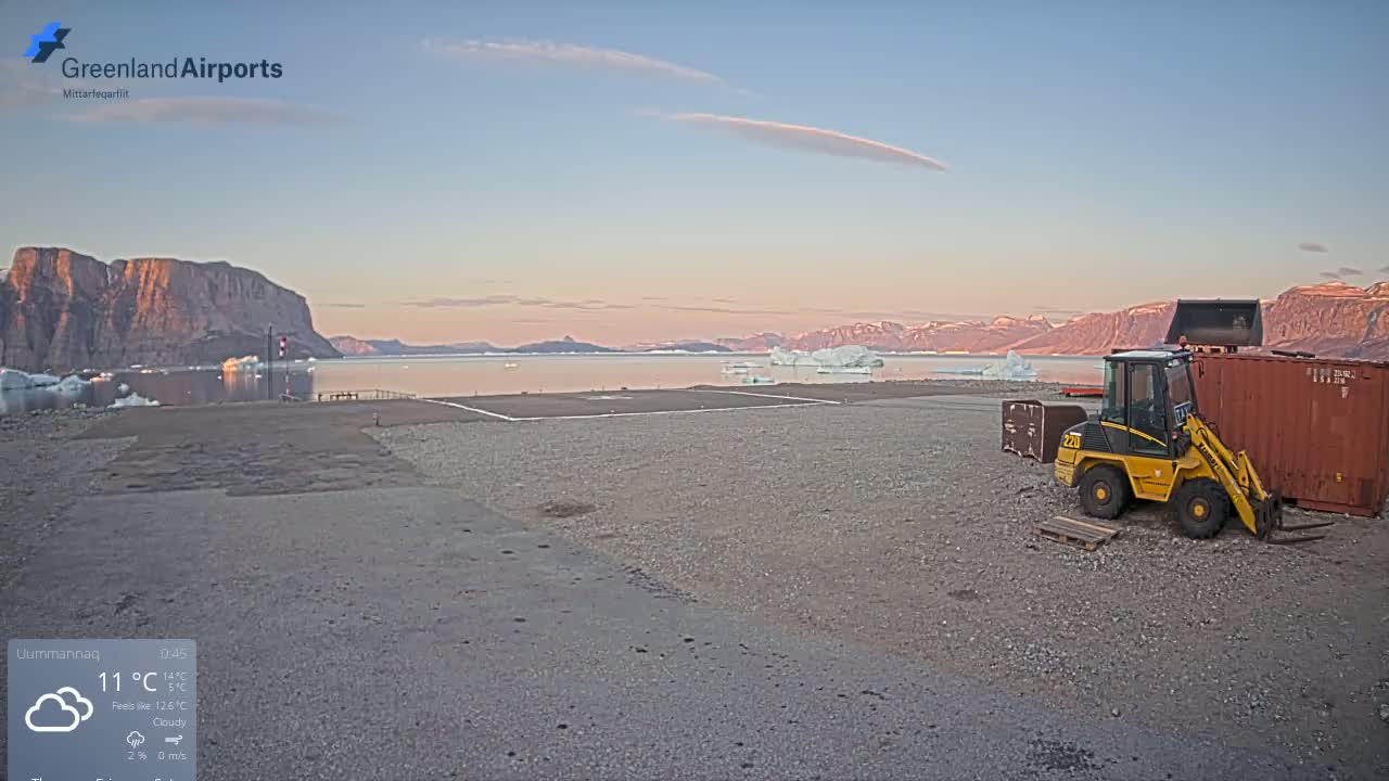 Uummannaq Heliport & Uummannaq Fjord / Storoen-Ikerasak Island Live Cam - Uummannaq, Avannaata, Greenland, Denmark