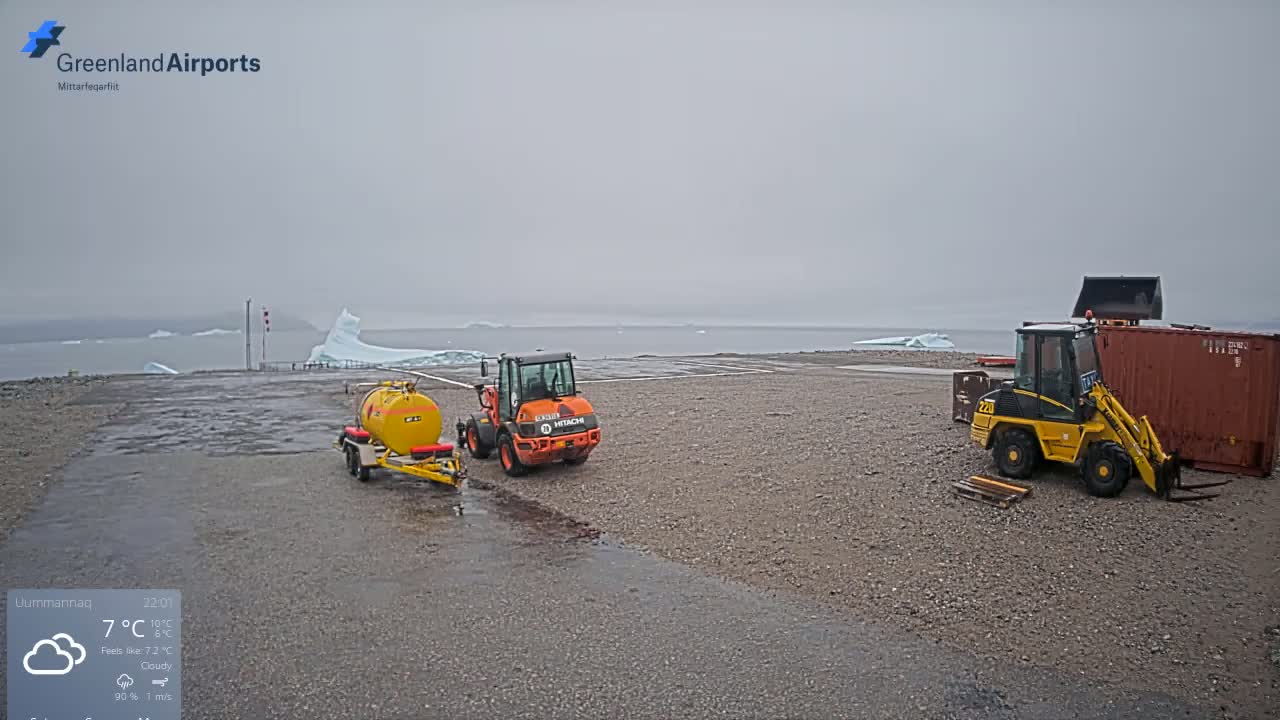 Uummannaq Heliport & Uummannaq Fjord / Storoen-Ikerasak Island Live Cam - Uummannaq, Avannaata, Greenland, Denmark