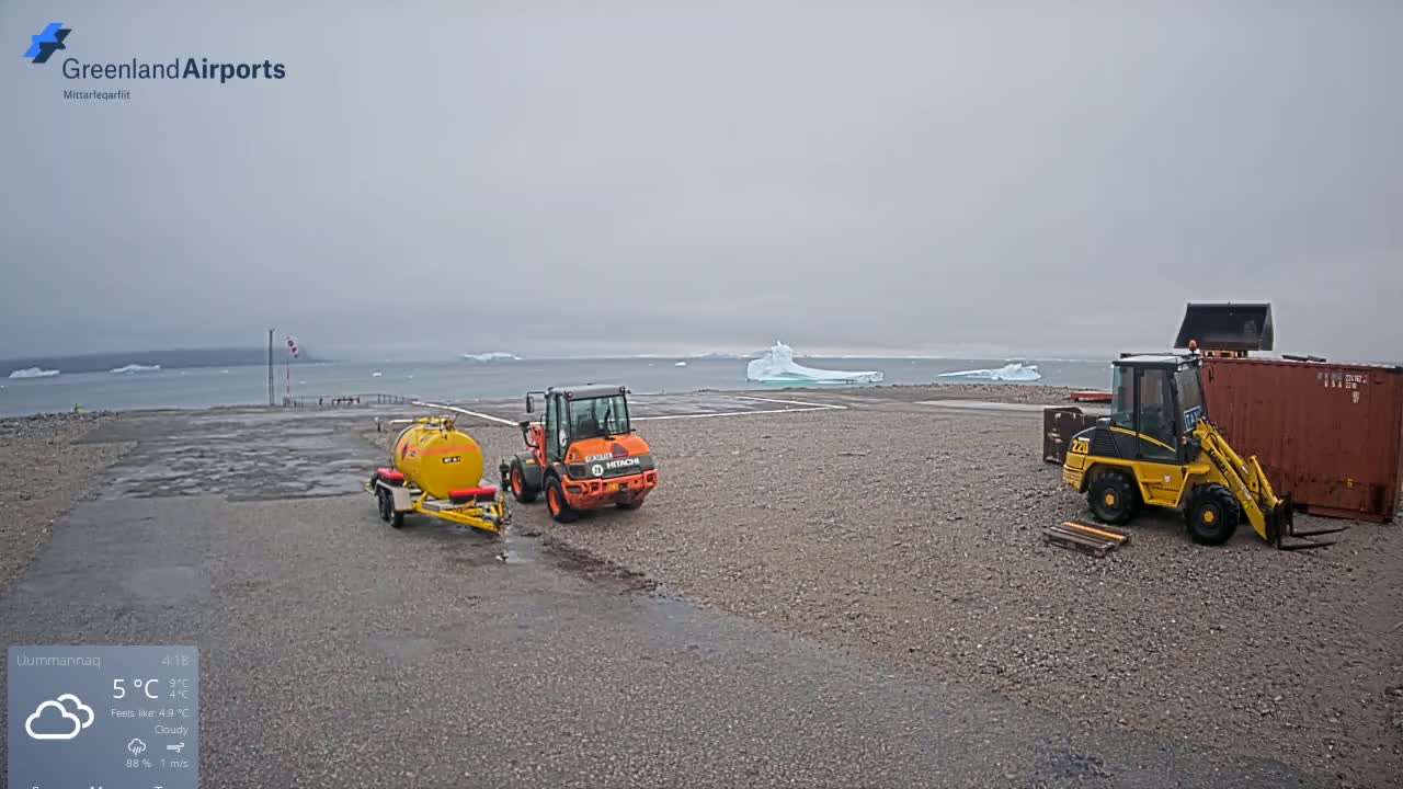 Uummannaq Heliport & Uummannaq Fjord / Storoen-Ikerasak Island Live Cam - Uummannaq, Avannaata, Greenland, Denmark
