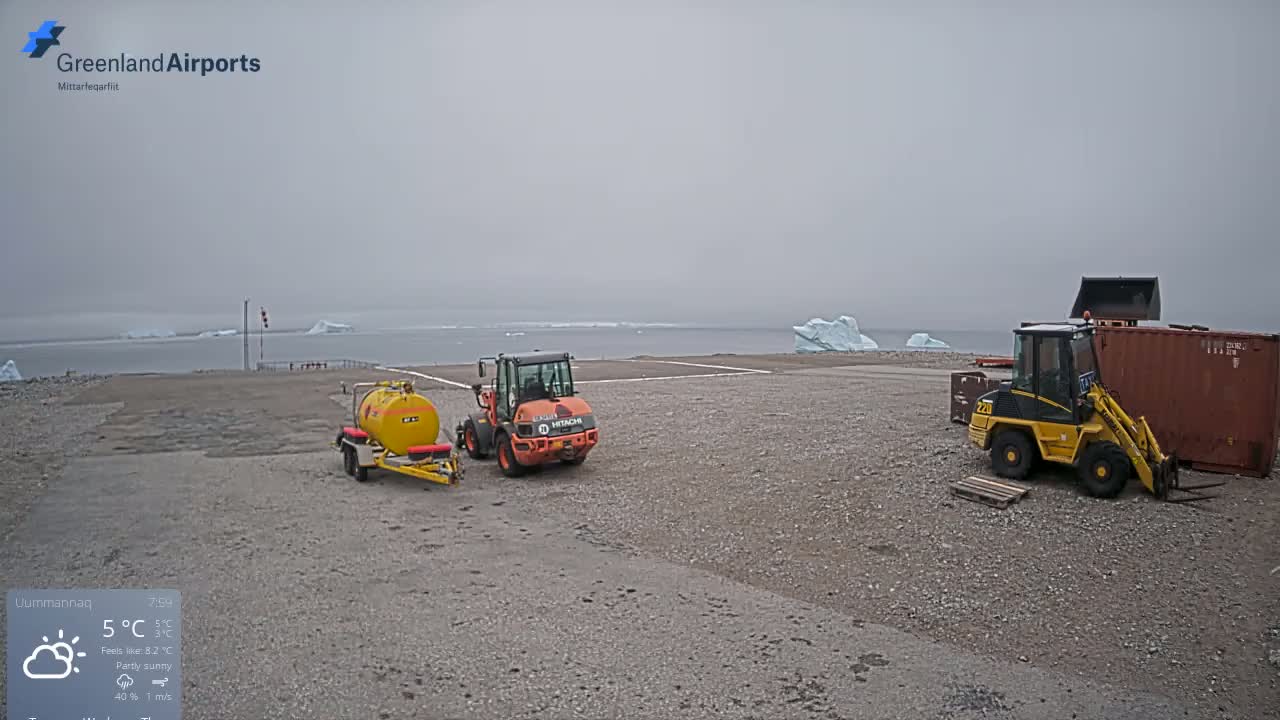 Uummannaq Heliport & Uummannaq Fjord / Storoen-Ikerasak Island Live Cam - Uummannaq, Avannaata, Greenland, Denmark