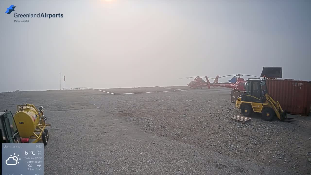 Uummannaq Heliport & Uummannaq Fjord / Storoen-Ikerasak Island Live Cam - Uummannaq, Avannaata, Greenland, Denmark
